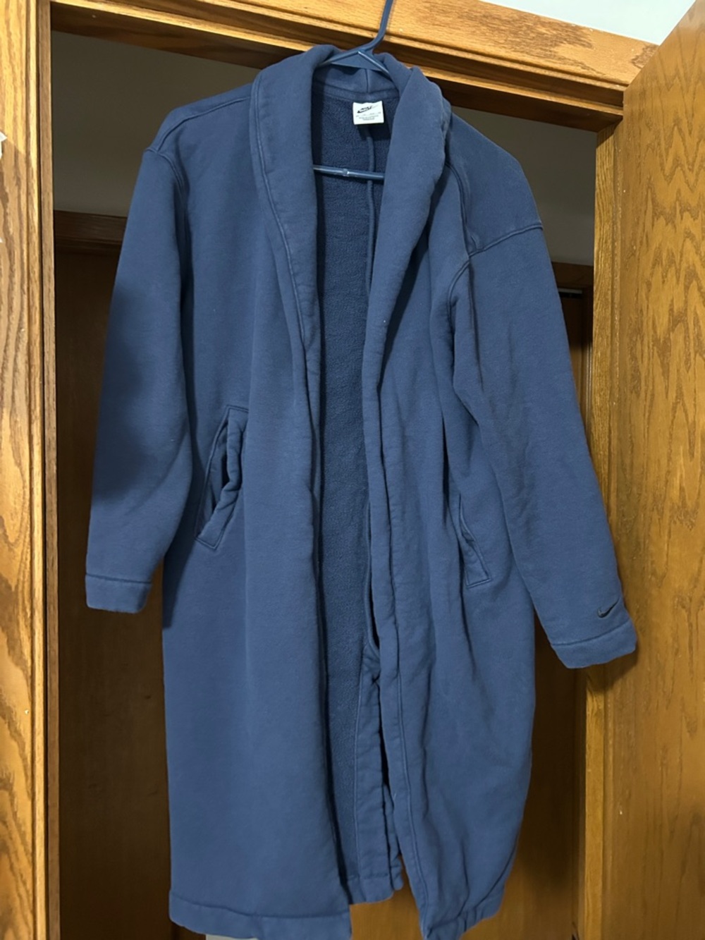 Nike Navy Shawl Collar Fleece Sweatshirt “coat”